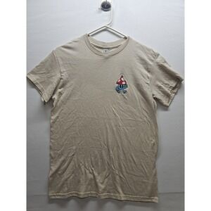 Men's Embroidered‎ Mushroom Tshirt Small Granola Minimalist Artsy Funky